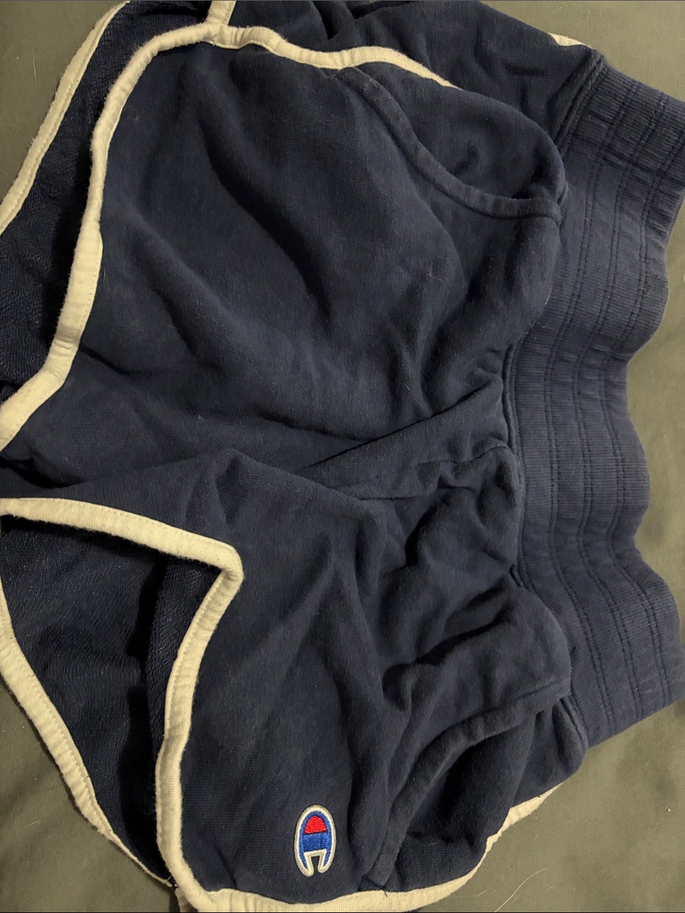 Champion Navy Blue Kids Athletic Shorts with Cream Trim
